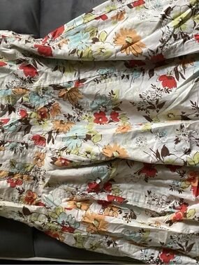 CAbi Floral Cotton Maxi Skirt in White with Pastel Blooms